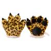 49MD Adult Kids Simulation Leopard Paw Plush Gloves Animal Stuffed Padded Hand Warmer Cosplay Costume Mittens