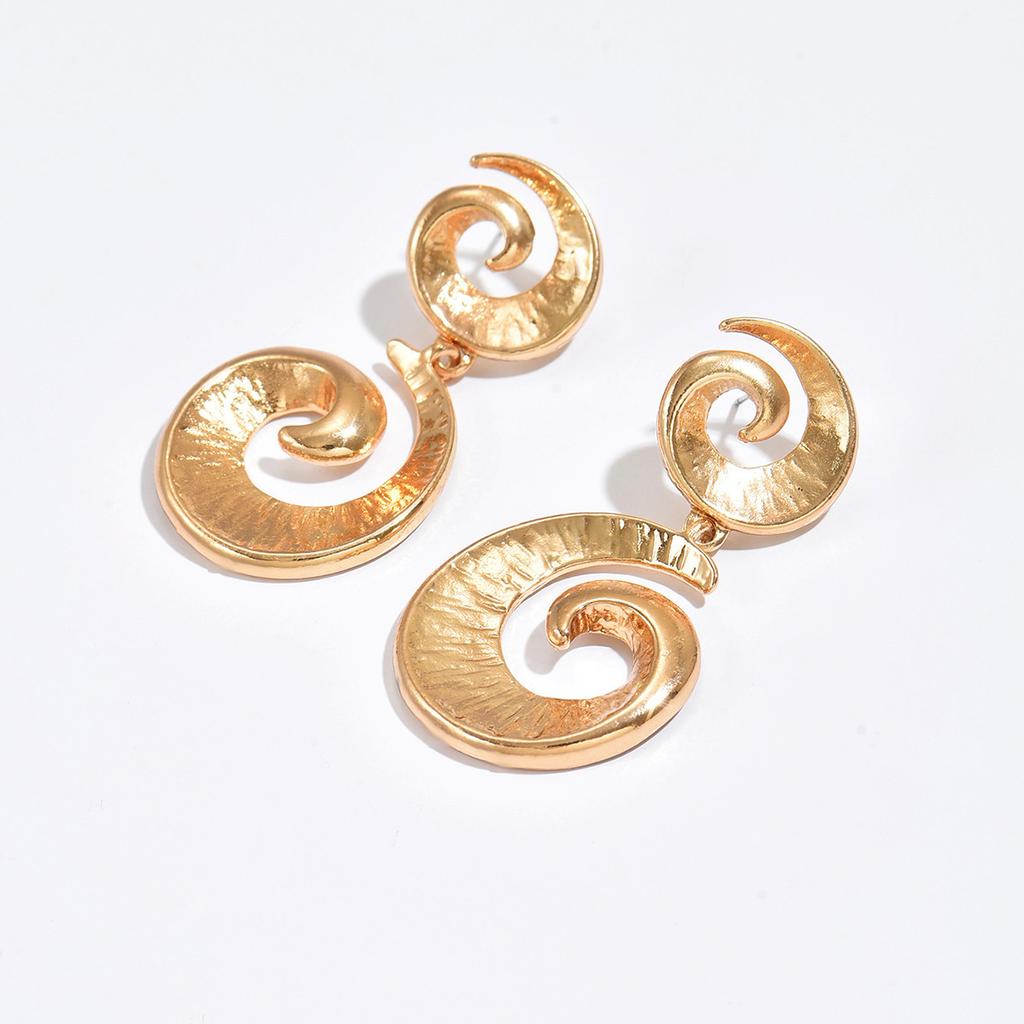 Spiral earrings European and American personality exaggerated high sense women's earrings irregular geometric texture gold stud earrings
