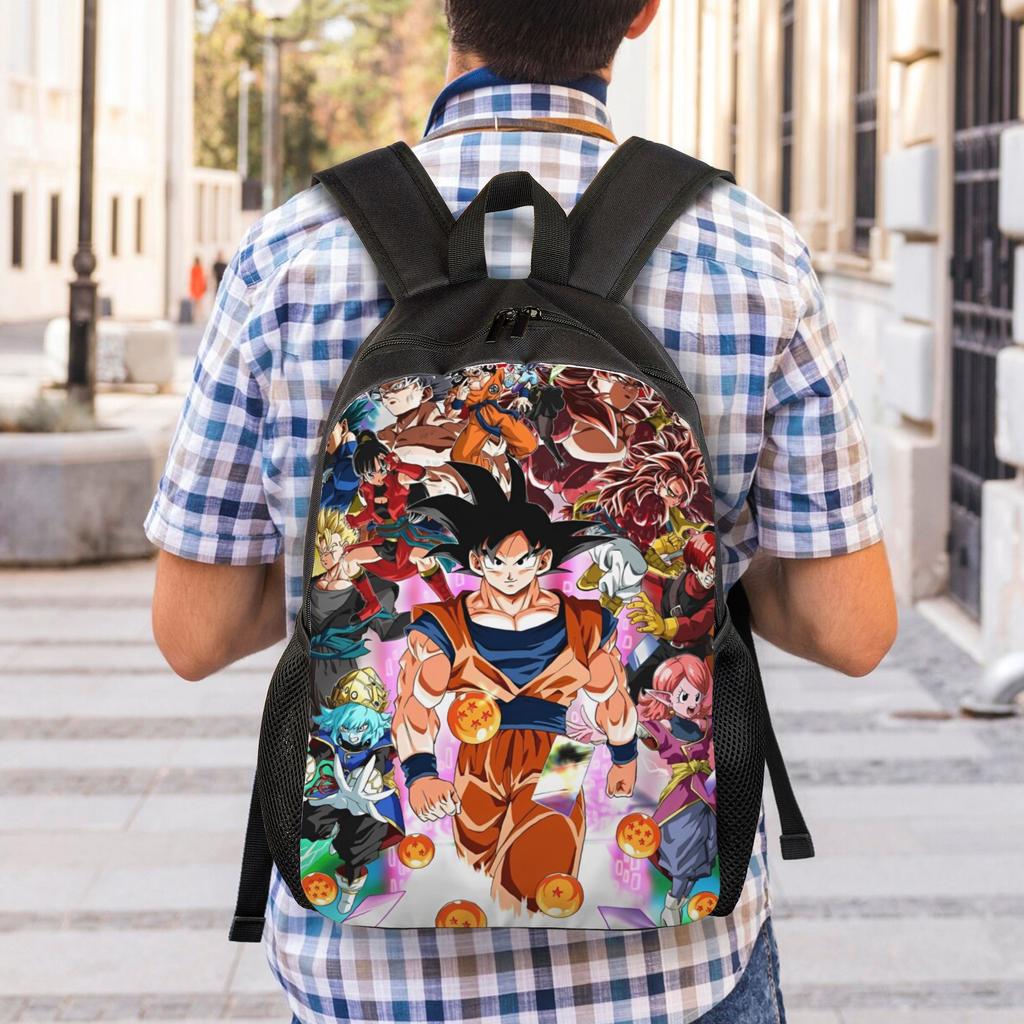 Dragon Ball Z Cartoon Rucksack für Männer Frauen Mode Schüler Tagesrucksack DBZ Goku Laptop Computer Umhängetasche Leicht