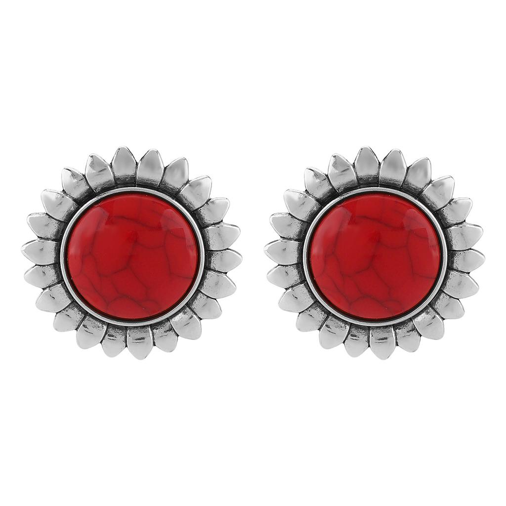 Vintage Turquoise Sunflower Earrings ZA Temperament Fashion Flower Pendant Collar Necklace