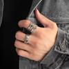 Retro Graffiti Ring For Men Women Punk Gothic Adjustable Open Ring Copper Zircon Rock Hiphop Trendy Accessories Unisex Gift