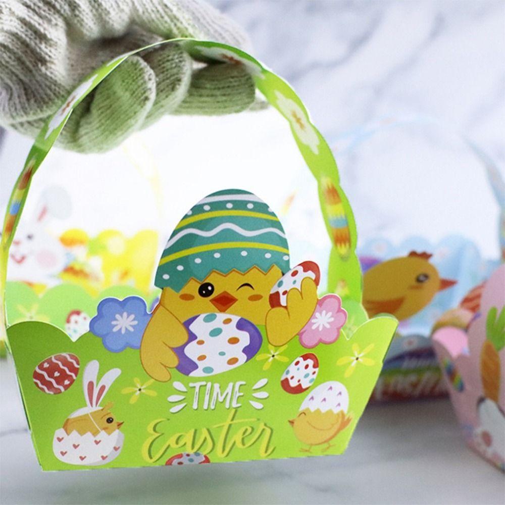 4Pcs Bunny/Chick Easter Paper Baskets Cartoon Bunny Egg Chicken Boxes  Children Crafts
