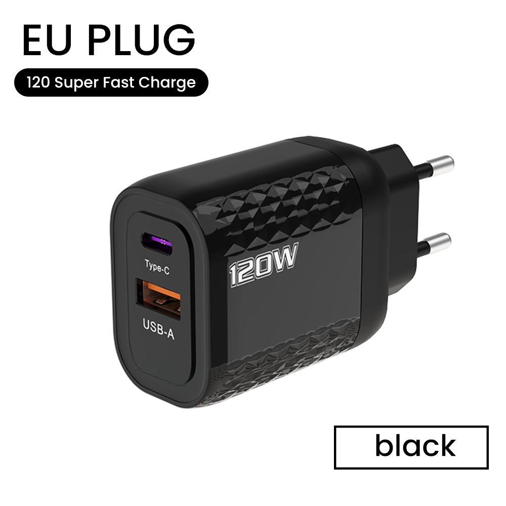 2 porty 120W rychlé nabíjení USB typ C nabíječka PD QC 3.0 USB C nabíječka EU/US/UK zástrčka adaptér pro iphone Xiaomi Samsung