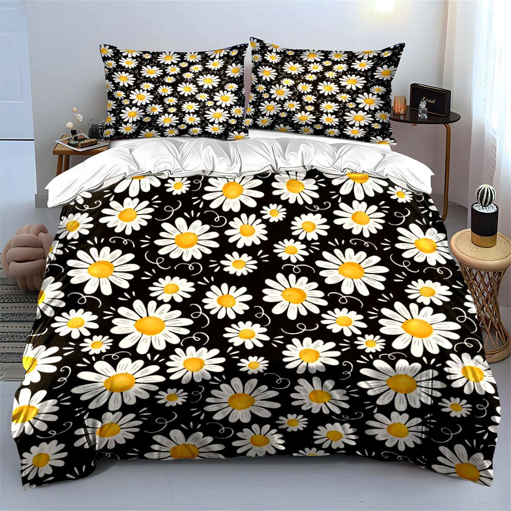 Floral Daisy Pattern Three-Piece Set Exquisite Three-Piece Bedding Set Gift For Kids And Adults