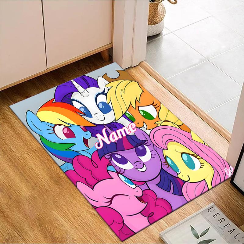 Custom Name Purple Unicorn Friendship Rug for Living Room, Game Rooms, Office, Bedroom, Floor Mat Playful Design, fan gifts Christmas decor