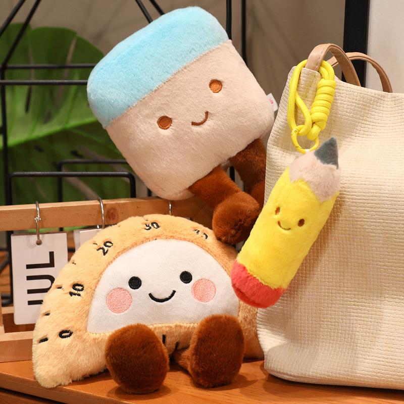 13/20CM Kawaii Cartoon Simulation Stationery Supplies Filling Anime Plush Toys Children's Pencil Rubber Ruler Handmade Doll