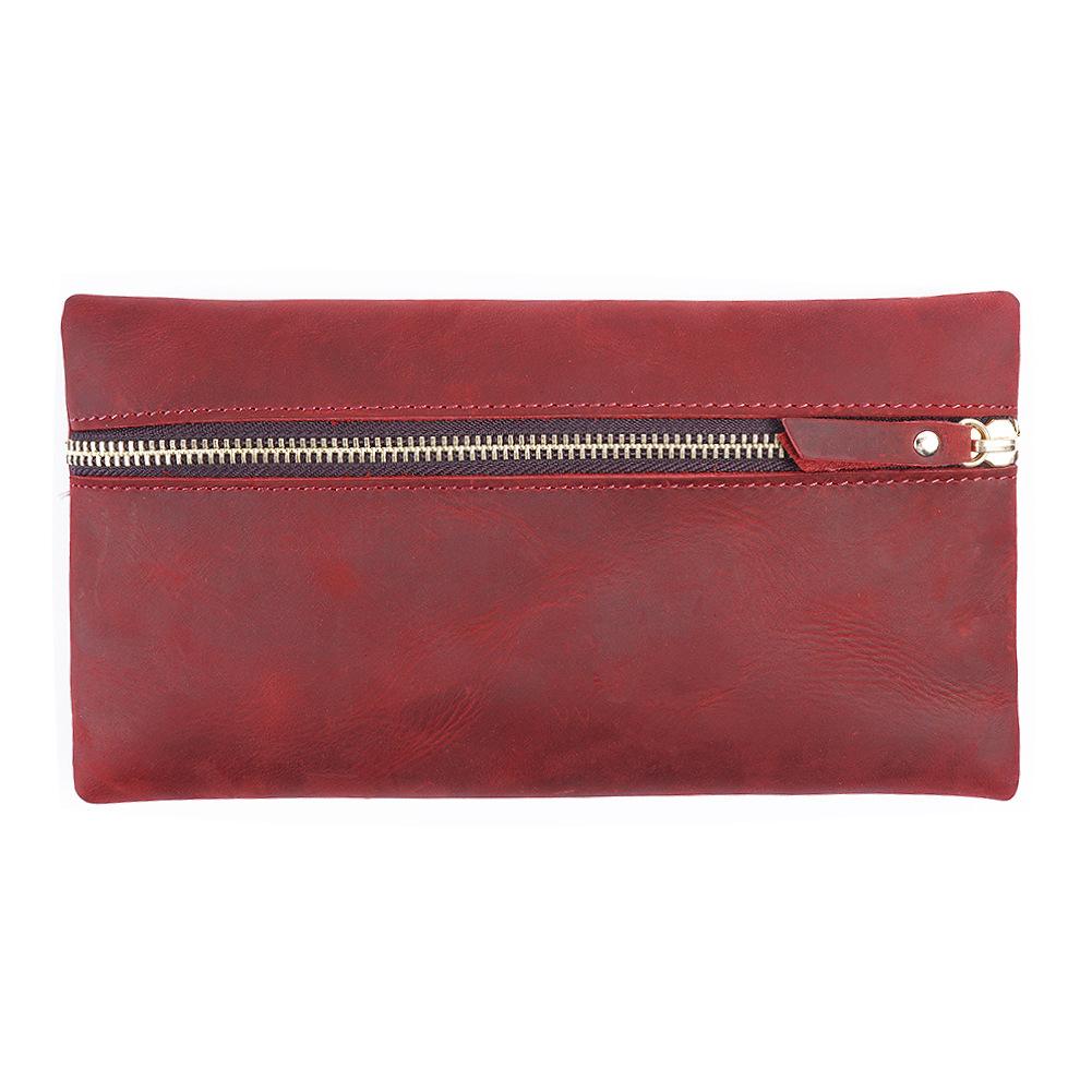 Fromthenon Crazy Horse Leather Retro Zipper Pen Case Portable Storage Bag Large Capacity Pencil Case Customizable Business Gifts