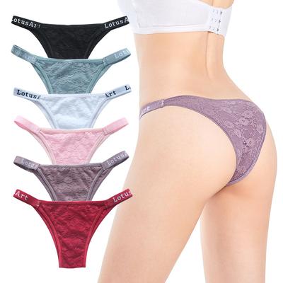 Ropa Interior Sexy de Una Pieza para Mujer Tanga de Malla Ropa Interior de Encaje de Algodón Puro para Mujer Braguitas