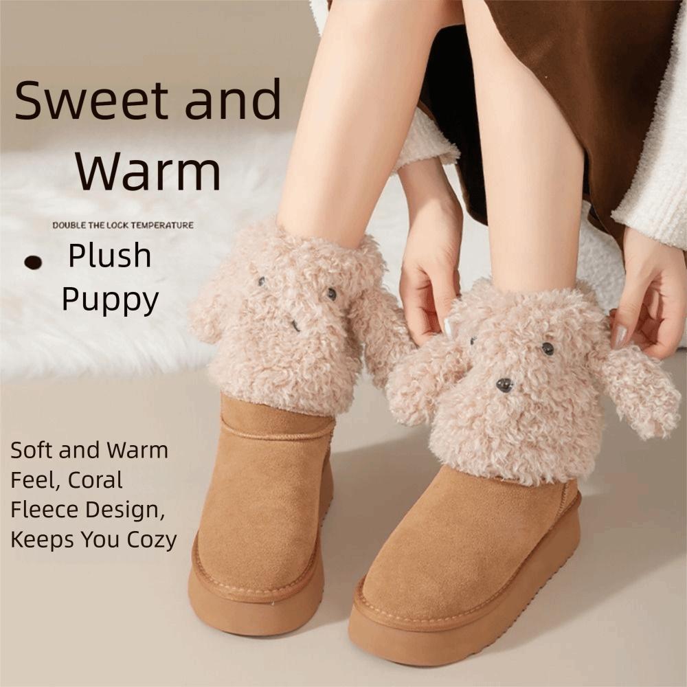 1 Pair Cartoon Dog Ankle Covers White Coffee Calf Mid Socks Creative Leg Warmers autumn and winter