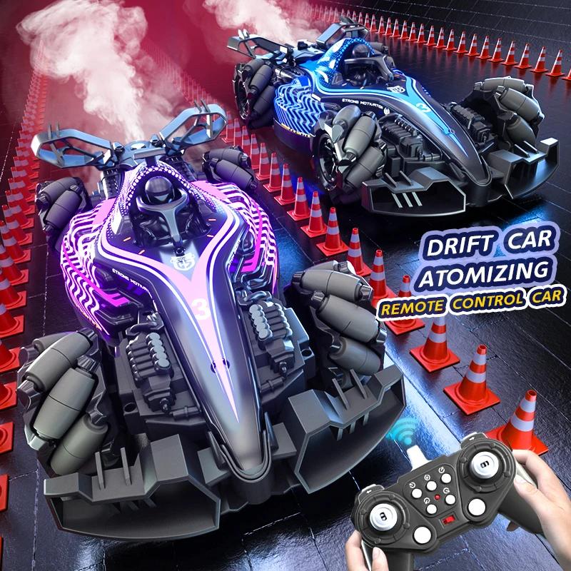 2.4G Rc Spray Drift Stunt Car 4Ch Lights Sound Effect Dual Remote Control High Speed Vehicle Competitive Game Kids Toys Boy Gift