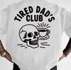 Men's Fun Pattern T-shirt "Exhausted Dad Club" Printed Coffee Cup Skull Design - Men's and Women's Cotton Short Sleeved Shirt