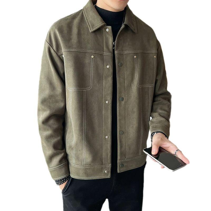 Men's 2025 New Trendy Coat Men's Suede High-end Spring and Autumn Clothes Ruffian Handsome Trendy Casual Jacket
