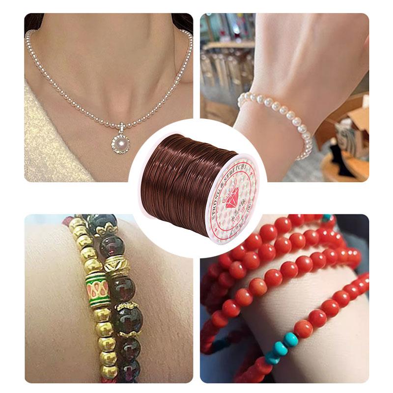 1Roll Beading Thread Accessories Flat Elastic Thread Elasticity Spandex DIY 0.8mm Elastic Cord Hand Knitting