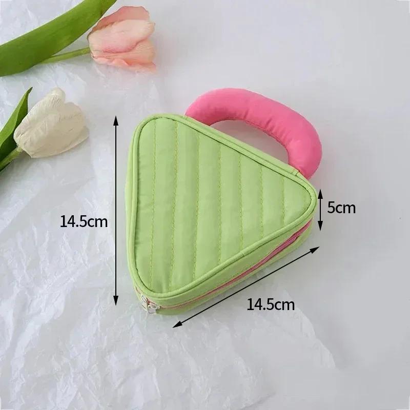Portable Makeup Organizer - Contrast Color Square Triangle Cosmetic Bag for Travel Toiletry Storage Bag Organizer