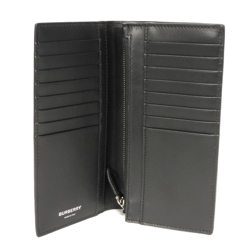 Used 11033 Embossed Check Continental Wallet 8054850 7940 Smooth Calfskin Bifold Unused Logo Foil Stamping Black Men's