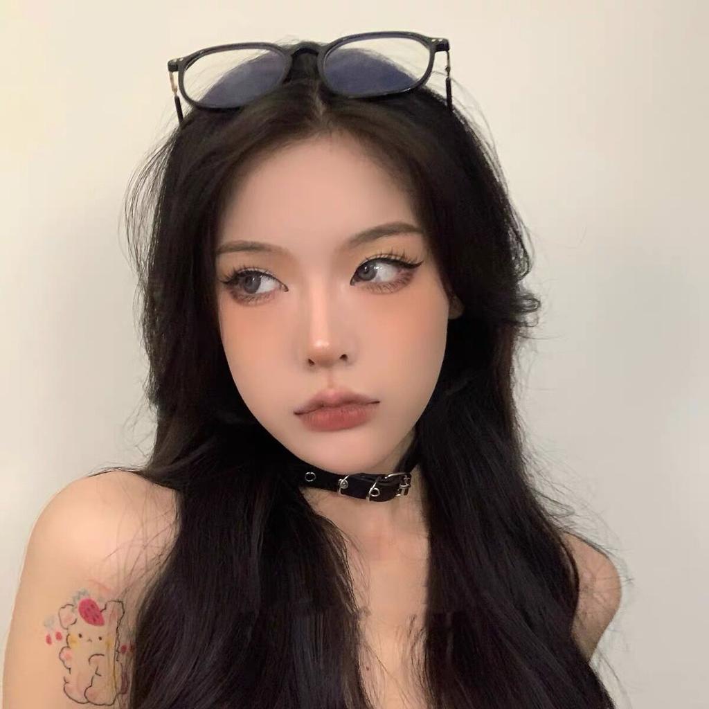 Hyunya Same Flat Buckle Belt Choker Collar Collarbone Collar Female Dark Sex Necklace