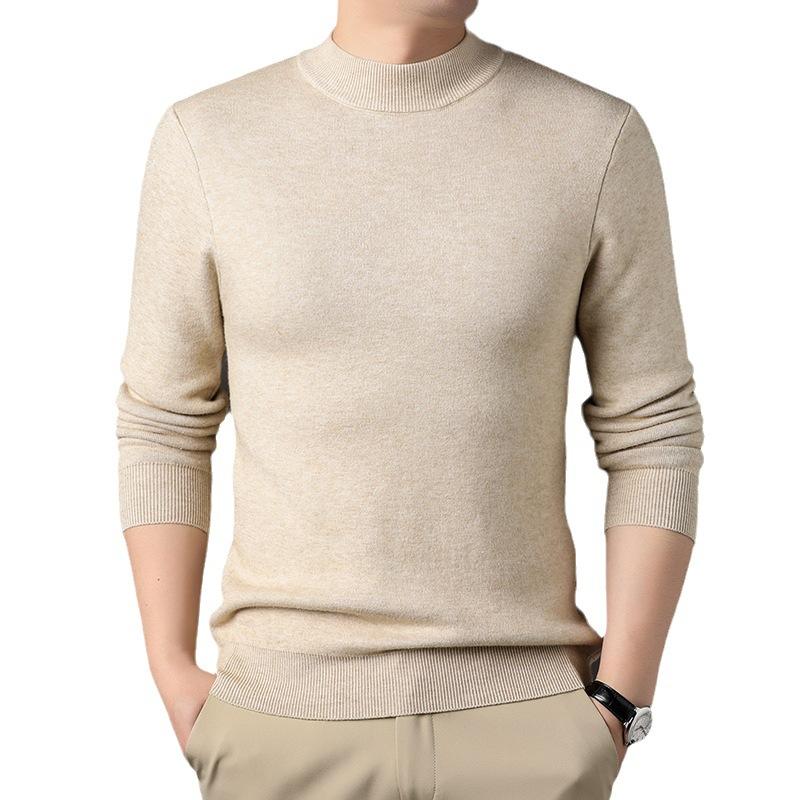 Spring and Autumn Men's Semi-high-necked Sweater Men's Casual Men's Sweater Bottoming Shirt Men's Long-sleeved Dad's Dress