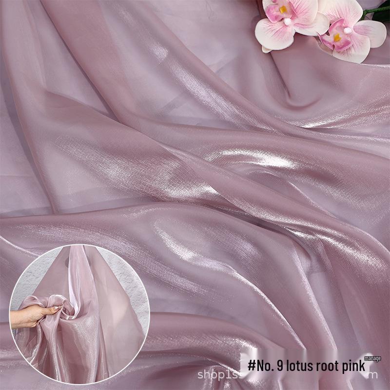 Křišťálová saténová organzová látka na Hanfu, svatební a večerní šaty, dětské oblečení
