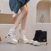 Canvas Shoes 2025 Spring and Autumn New Short Boots Women's Thick Sole Inner Height Increased by 12 Cm Board Design Sense Niche Medium Tube Tide