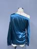 Asymmetrical Satin Blouse with Slanted Collar - Women's Spring/Autumn Collection