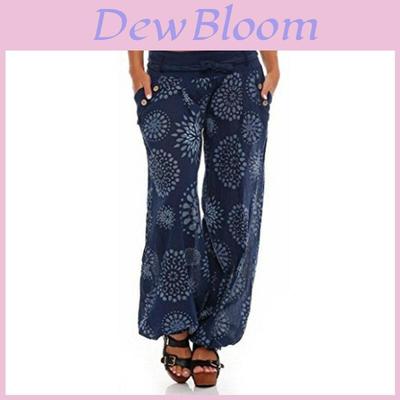 Boho Womens Aladdin Harem Yoga Pants With Elastic Waist And Loose Fit**