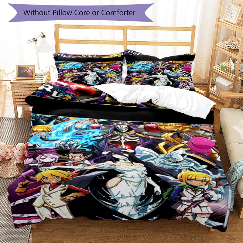 3pcs Overlord Bedding Set Duvet Cover Closure Includes 1 Duvet Cover & 2 Pillowcases, Soft and Comfortable for All Seasons.