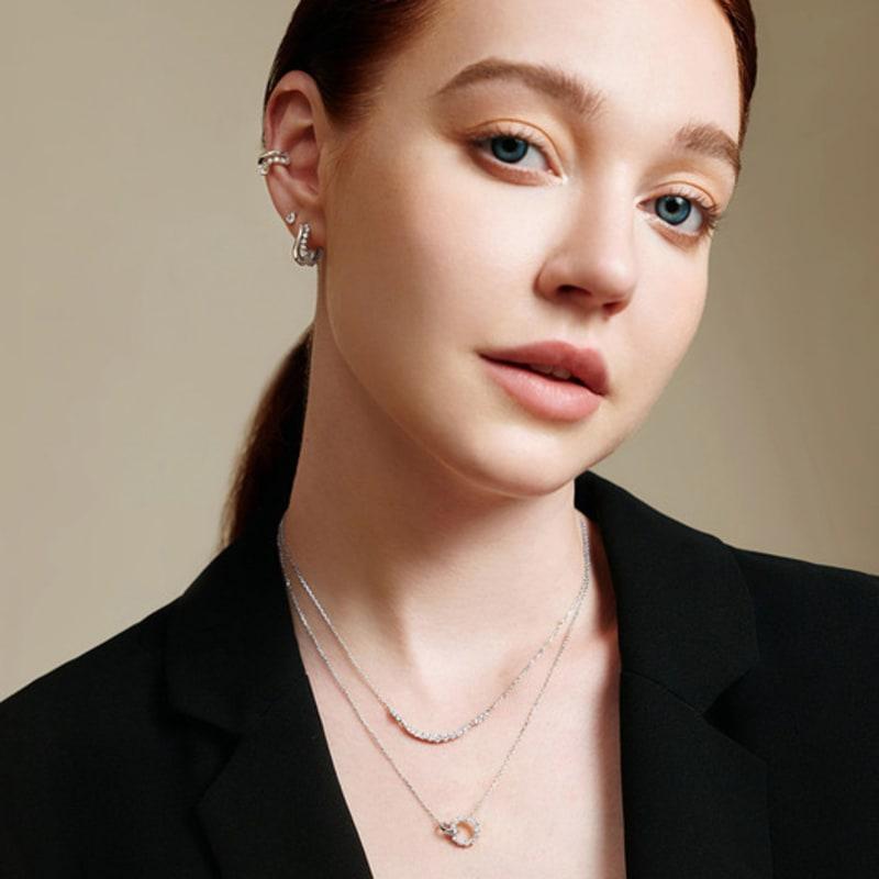 ANIA HAIE Arc Pave 925 Silver Necklace N056-02H