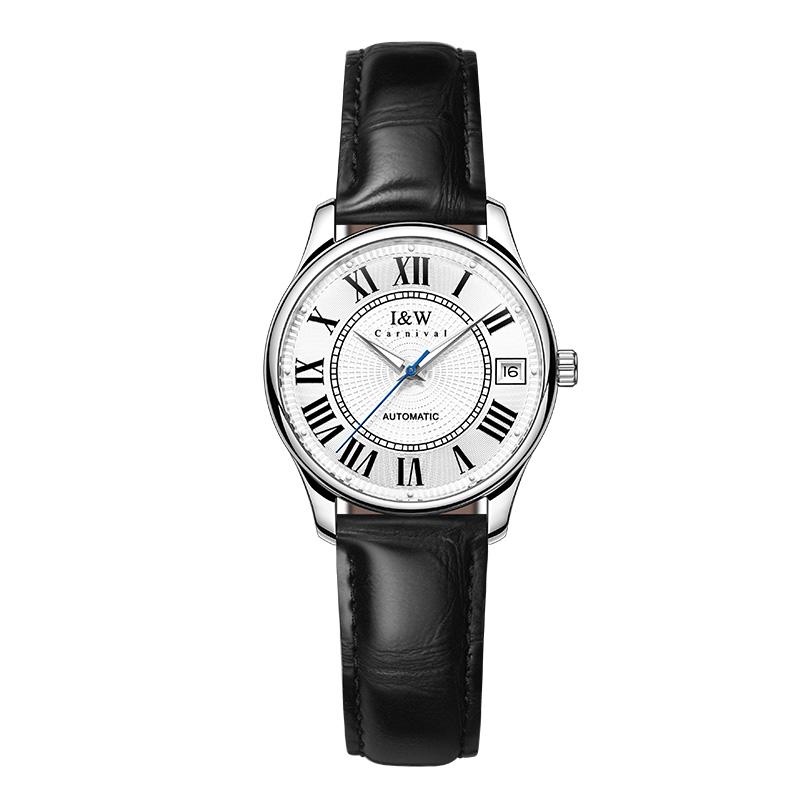Hot Sale I&W Automatic Women Watch Roman Numeral Dial Two Tone Band Date Display Stainless Steel Mechanical Watch