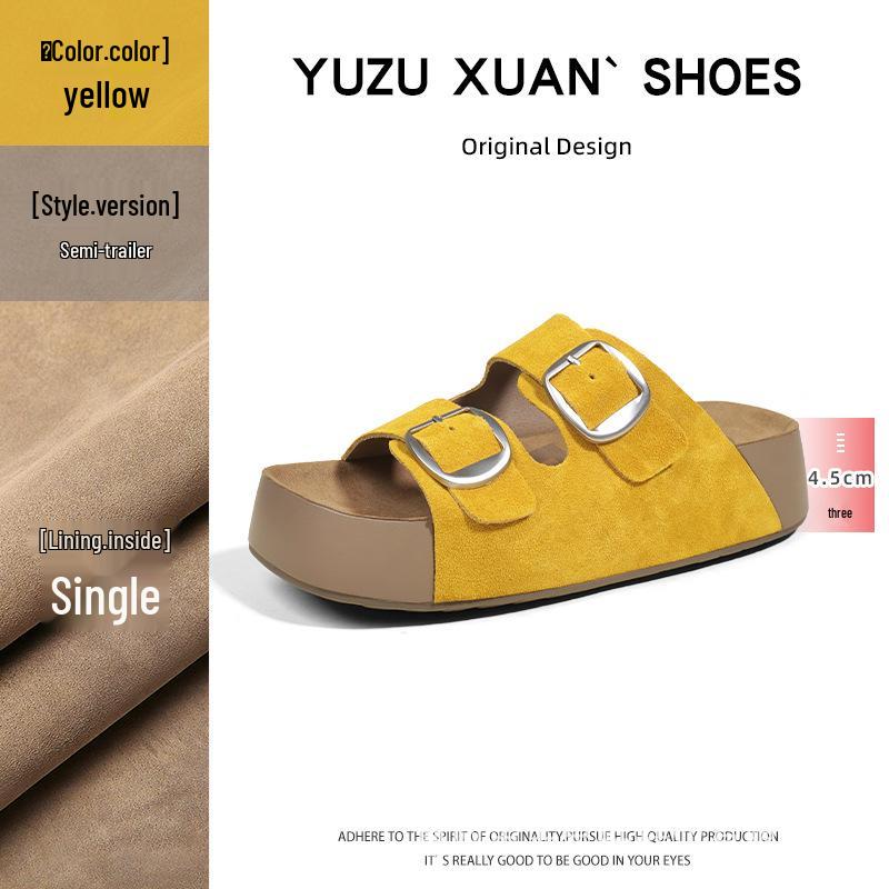 Nama Shoku Pan - Velcro Two-Strap Thick Sole Sandals 4.5CM