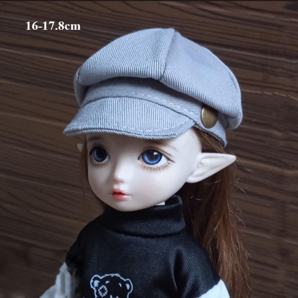 

Cute Doll Octagonal Cap Fashionable Winter Hat Accessories for 1/3 1/4 1/6 Bjd Dolls Grey 16-17.8cm