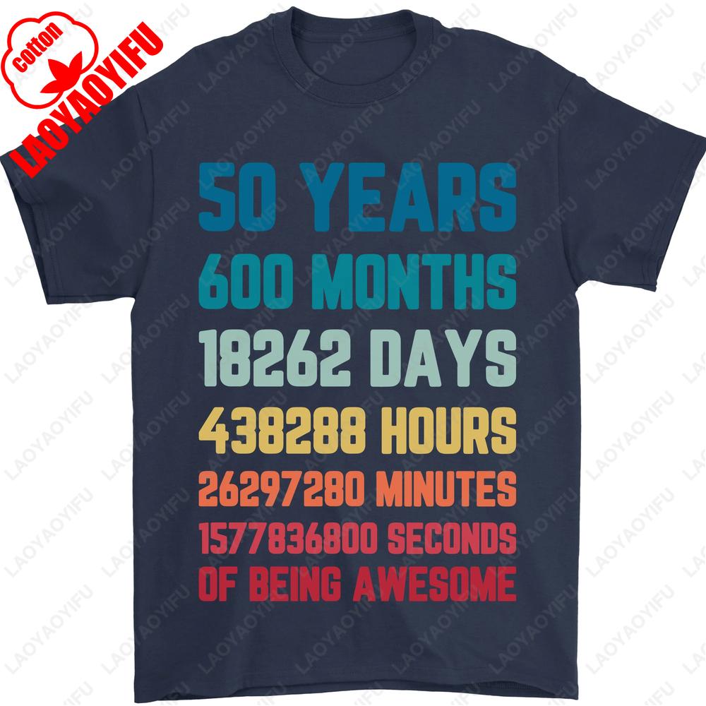 Vintage 1975 Original Mens 50th Birthday TShirt  50 Years of Legacy Cotton Retro Gift Oneck Male Unisex Adult Style Tops