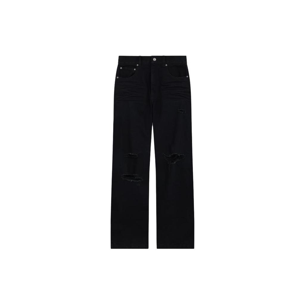 WE11DONE Distressed Low-Rise Long Denim Jeans Women bottoms Black WD-DP0-24-330-W-BK
