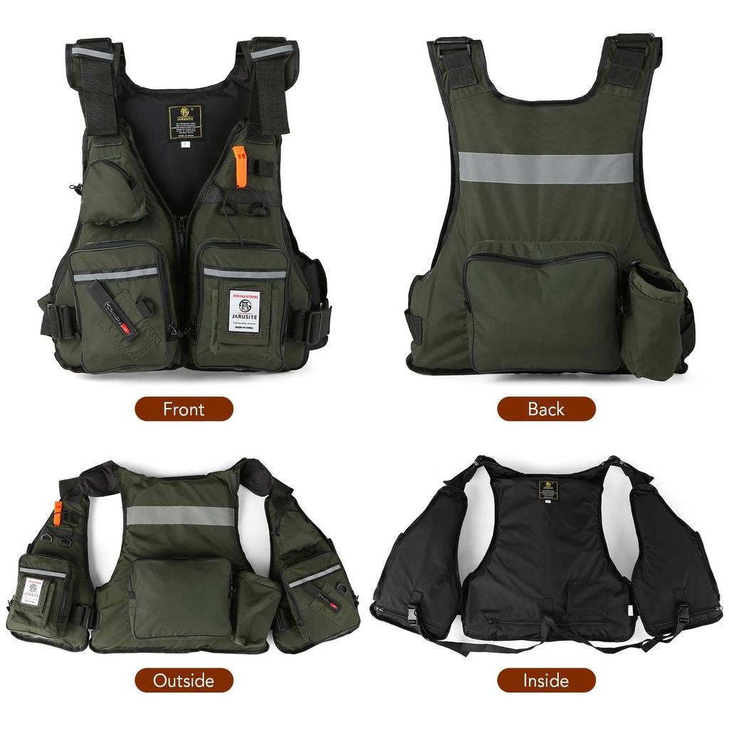 Herren Professionelle Schwimmweste Auftriebsanzug Tragbare Angelwesten Mehrere Taschen Wasserdicht Meeresfischen Verstellbare Weste