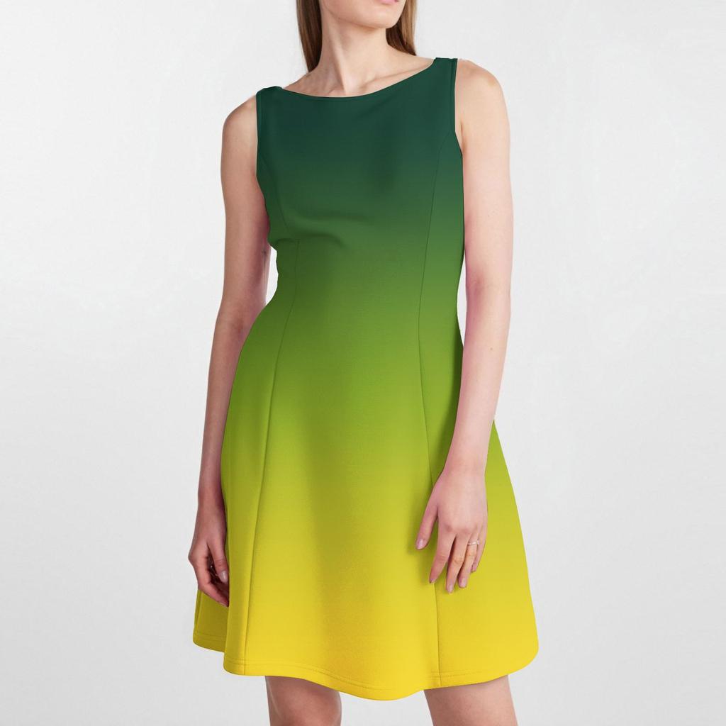 Women's Fashionable Casual Printed Sleeveless Round Neck Dress Sleeveless Round Neck Dress