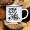 Music English History Teacher Printing Mugs White Enamel Hot Cocoa Mug Handle Juice Drinking Cups Home Office Cup Holiday Gifts