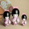 3Pcs/Set Japanese Geisha Kimono Figurine Asian Kokeshi Girl Statue Figure Toy Wooden Traditional Oriental Decor Ornaments