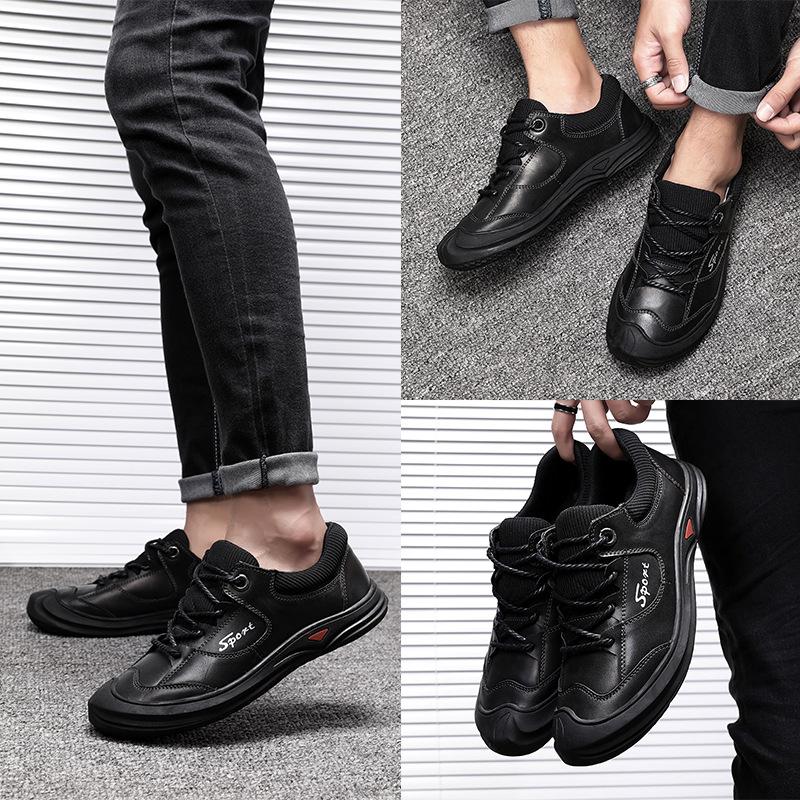 Autumn men's casual shoes first layer cowhide men's shoes genuine leather outdoor hiking shoes platform non-slip mountaineering shoes men's tide