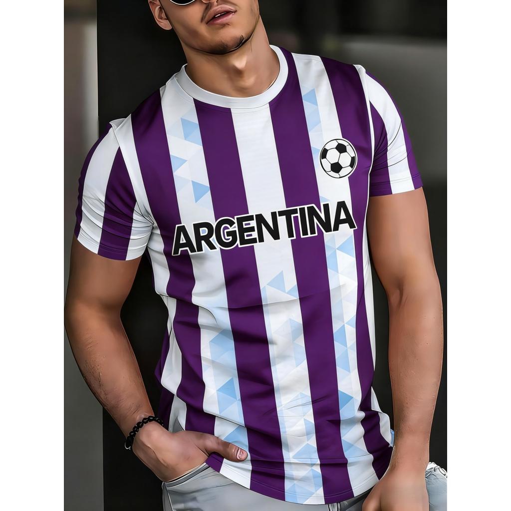 Contrast striped printed T-shirt