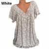 Plus Size Women Summer Casual Loose V Neck Printed Short Sleeve T Shirt Top