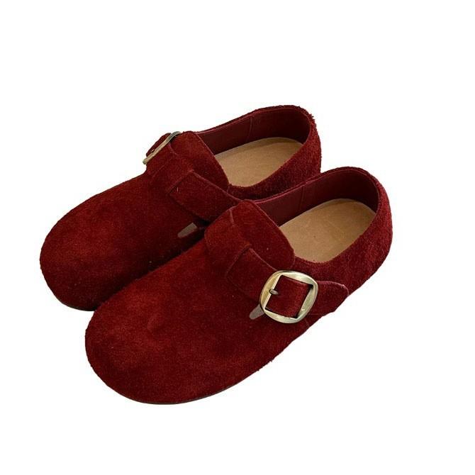 Retro Style Belt Buckle All-inclusive Women's New Casual Versatile One-pedal Flat Beanie Shoes