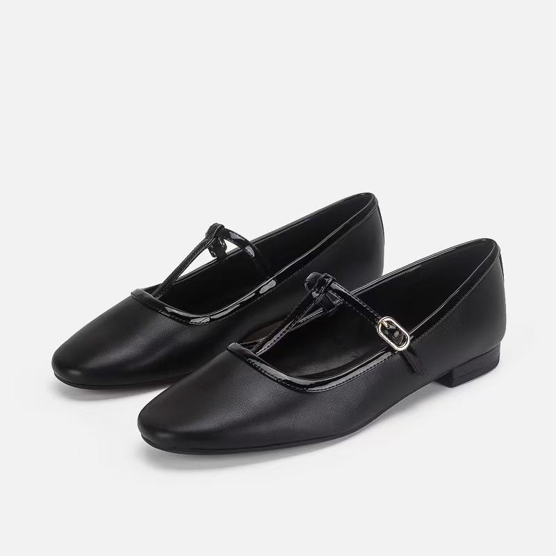 Retro leather single shoes women's new niche with shallow mouth flat bottom ballet Mary Jane shoes