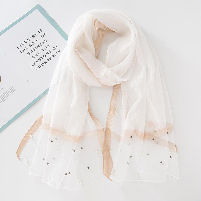 Luxury Pearl Long Scarf Shawl For Women Muslim Modal Hijab Thin Plain Scarf Big Size Headscarf Islamic Turban Headband 70*200Cm