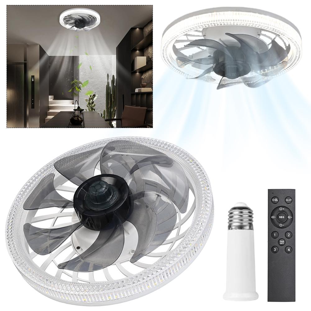 Modern Ceiling Fan Light 4 Speeds Ceiling Fan Light 3 Colors Dimmable Flush Mount Ceiling Fan with Light for Bedroom Living Room