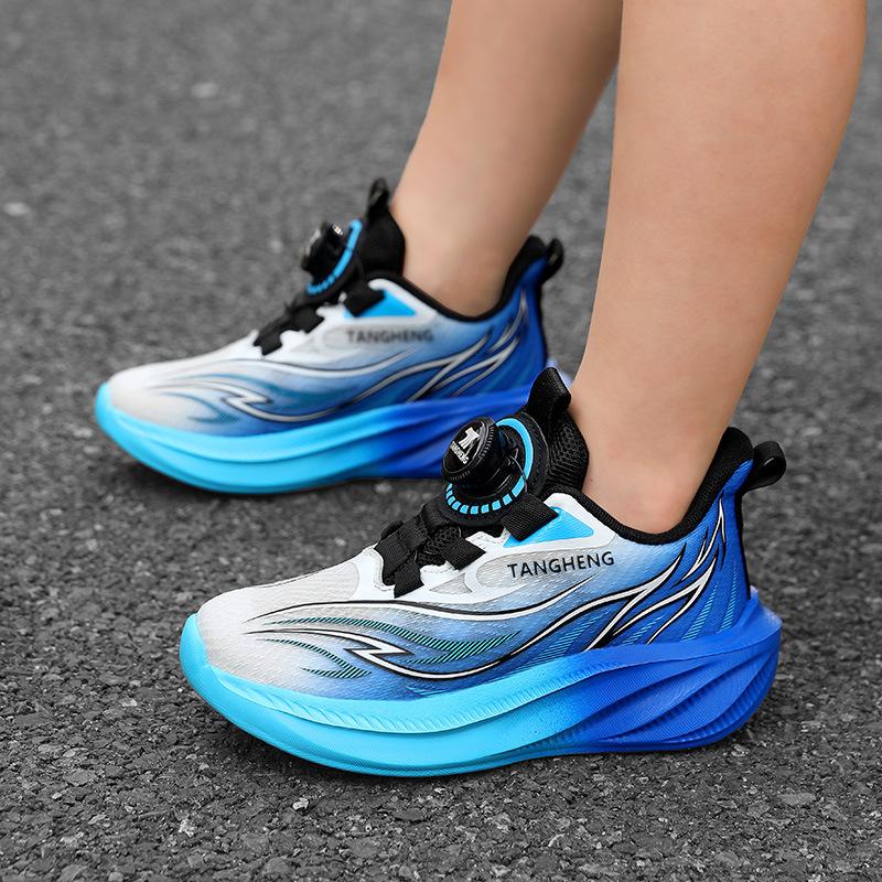 2026New Breathable Mesh Athletic Shoes for Kids, Featuring a Rotating Buckle, Lightweight Design, and Shock Absorption, Suitable for Both Boys and