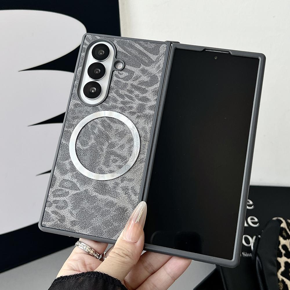 Gradient Leopard Pattern For Magsafe Magnetic Phone Case for Samsung Z Fold 7 6 5 4 3 Wireless Charging Protective Cover
