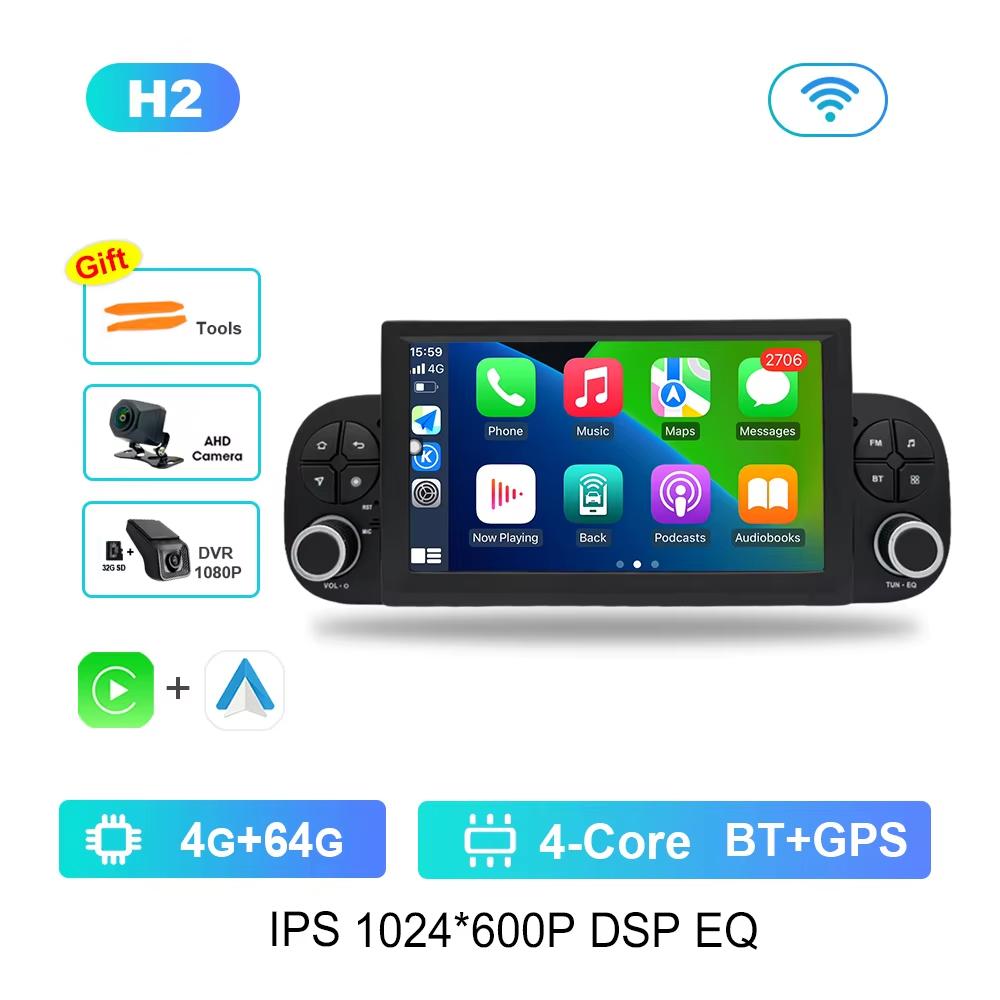 7 Inch for FIAT Panda 2013 - 2020 Android Car Radio Multimedia Video Player DSP Stereo GPS Bluetooth HD Touch Screen Carplay