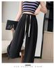 Summer 2024 Women's High Waist Versatile Wide-Leg Suit Pants with Drawstring, Size 145 Slimming
