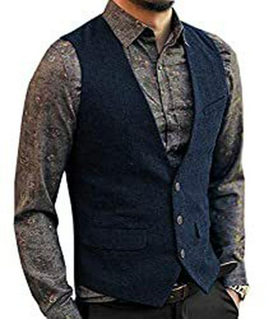 Męska dopasowana kamizelka casualowa jednorzędowa - Idealna dla Pana Młodego i drużbów