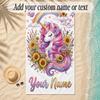 Unicorn Theme Soft Beach Towel Personalized Custom Name Text Towel Portable for Beach Pool Travel