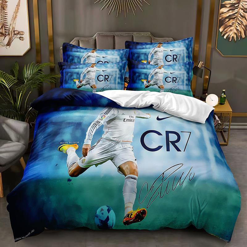 Football Printing Quilt Cover Pillowcase 3D Digital Printing Three-Piece Set